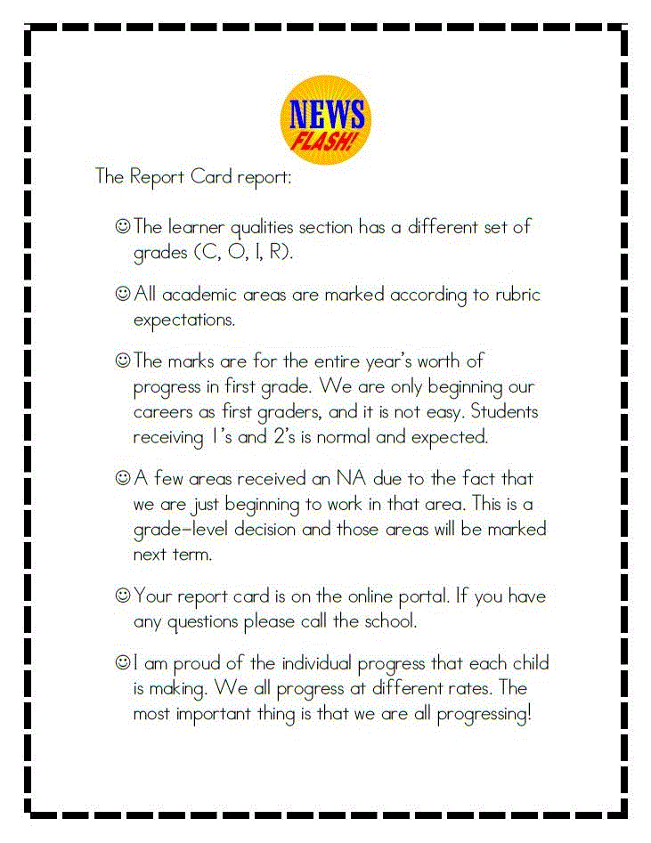 Report Card Letter 